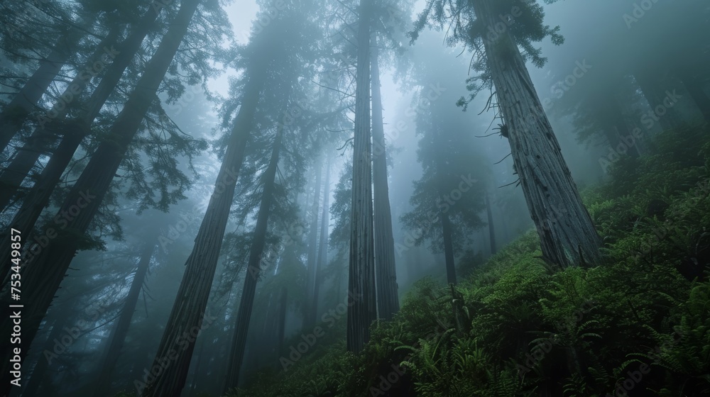 fog-enshrouded redwoods