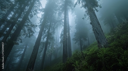 fog-enshrouded redwoods
