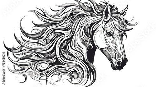 Abstract portrait of horse vector illustration in black