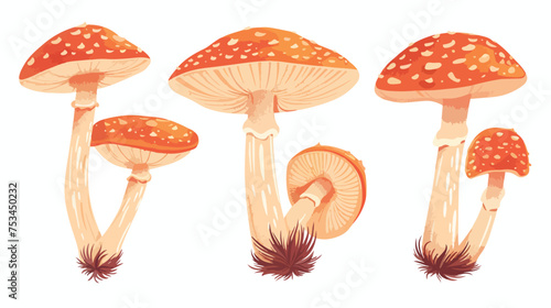 Agaric honey mushroom inat style. Hand drawn vector
