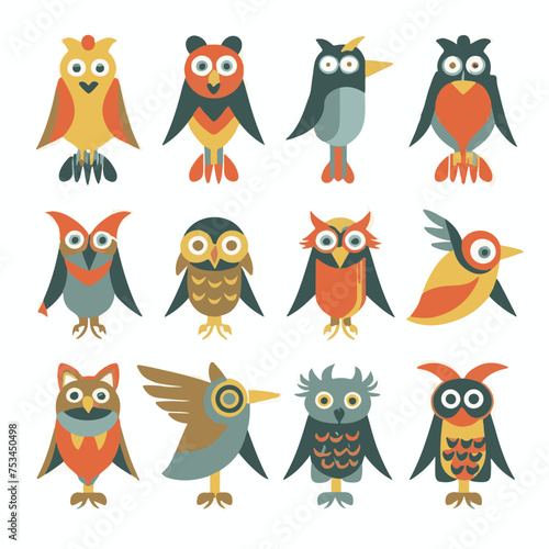 set_of_birds_in_flat_style_vector_illustration