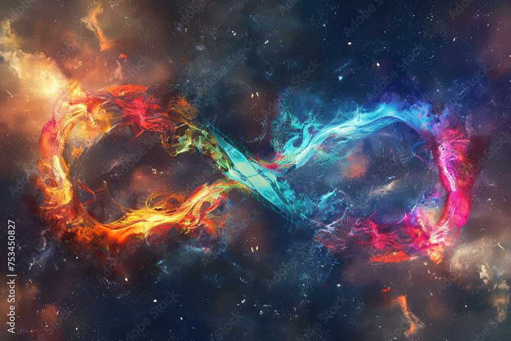 A colorful infinity symbol in space A colorful infinity symbol in space