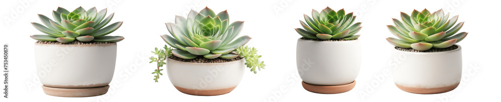 set of succulent in pot isolated on transparent background set of succulent in pot isolated on transparent background