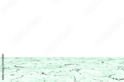 Green Marble stone perspective texture surface isolated on transparent background with empty wall png 3d rendering image