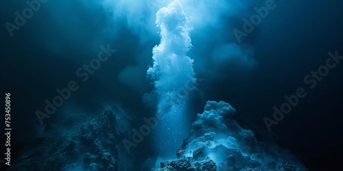 Hydrothermal Vents Erupting with Life-Sustaining Minerals on the Ocean Floor, Generative AI