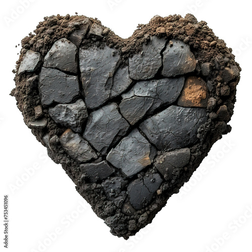 black soil shaped love isolated on transparent background ,generative ai photo