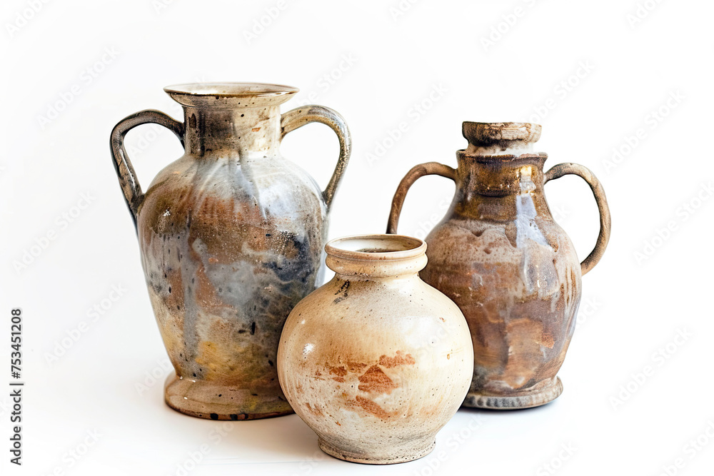 Ceramic vase on white background
