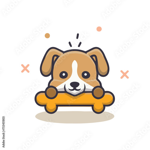 flat_logo_of_Cute_dog_sleeping_with_bone_cartoon