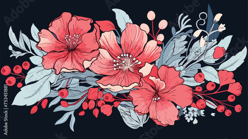 beautiful flower or wild flower drawing flat vector