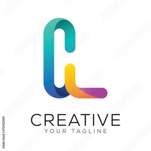 letter cl gradient colorful logo template