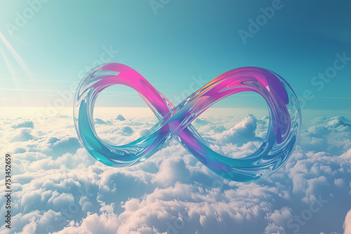 A colorful infinity symbol above the clouds photo
