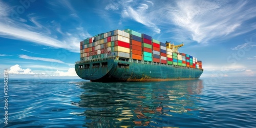 cargo ship in the sea, ocean freight 