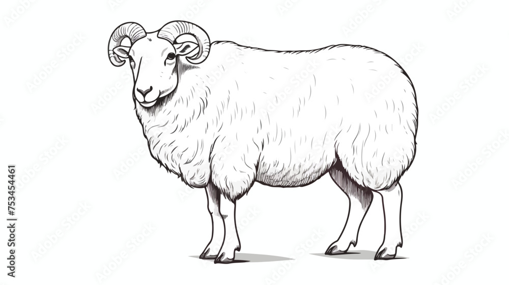 Fototapeta premium Domestic animal line drawing Sheep for qurbani 