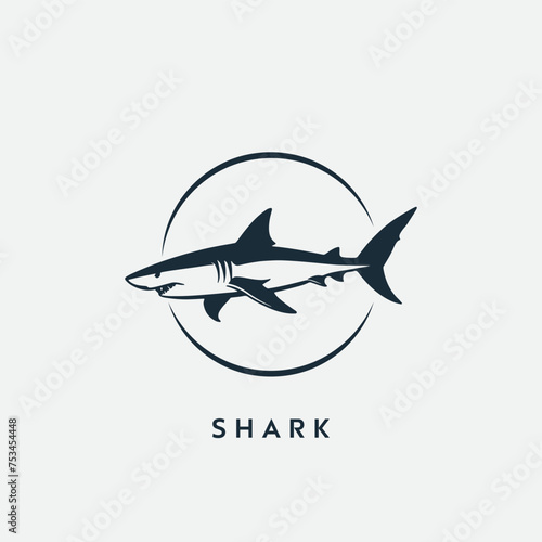 Minimalist shark vector logo design. easy to edit and replace name