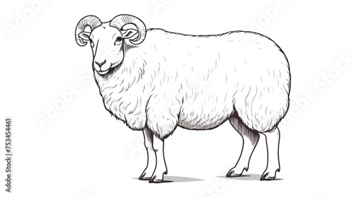 Domestic animal line drawing Sheep for qurbani 
