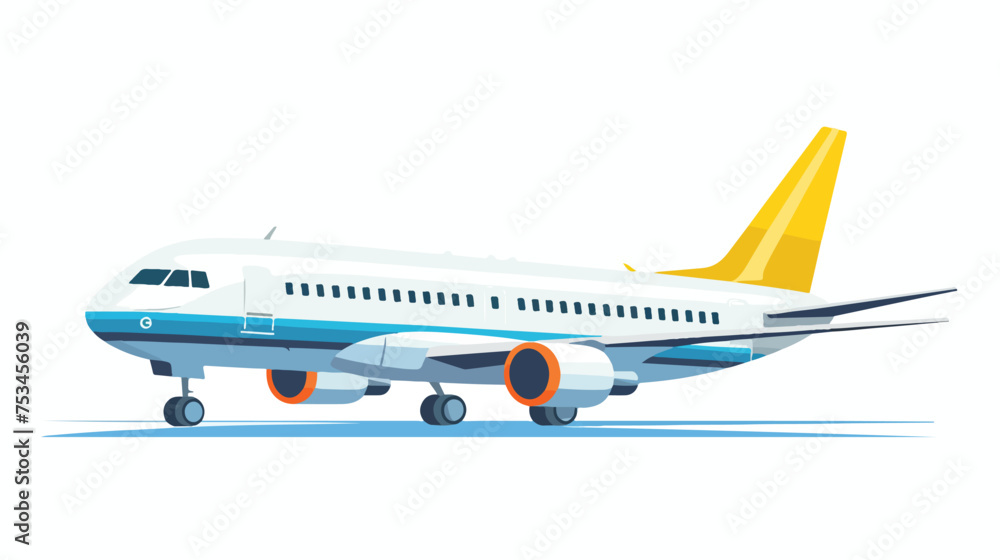 Flat vector airplane side view isolated on white background
