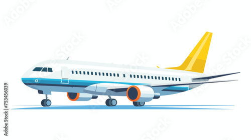 Flat vector airplane side view isolated on white background