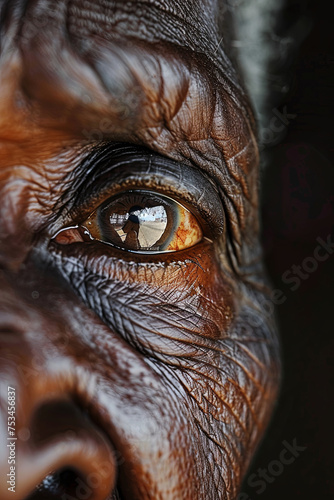 A closeup of an elderly woman eye © grey