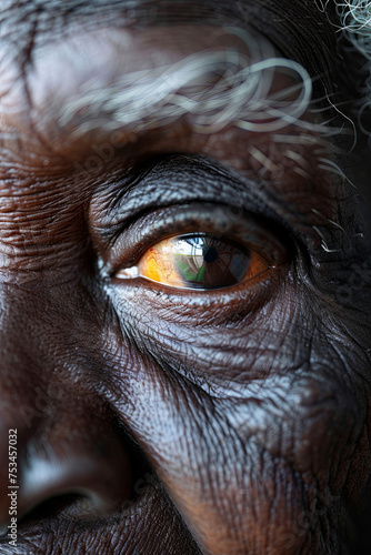 A closeup of an elderly woman eye