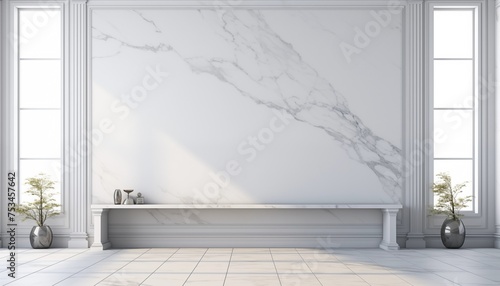 Blue white marble wall and floor with shadow and light as background