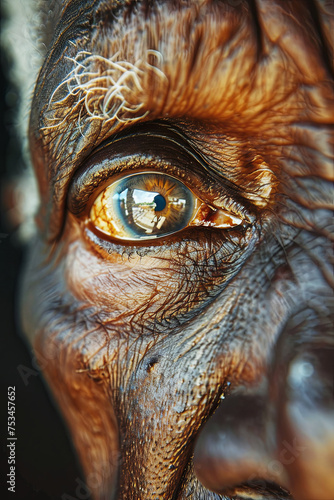 A closeup of an elderly woman eye
