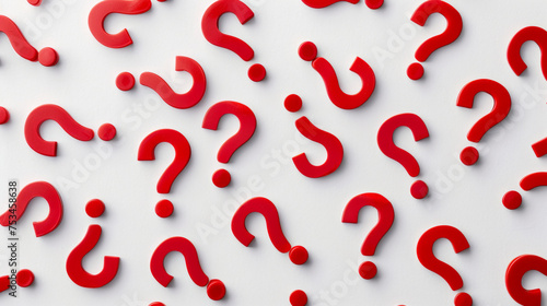 red question mark background, questions in red on white background photo