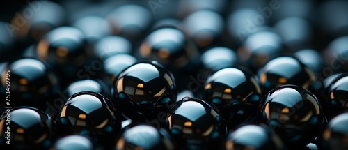 close up of a glass black balls background