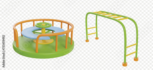 Kids playground 3d icons render vector