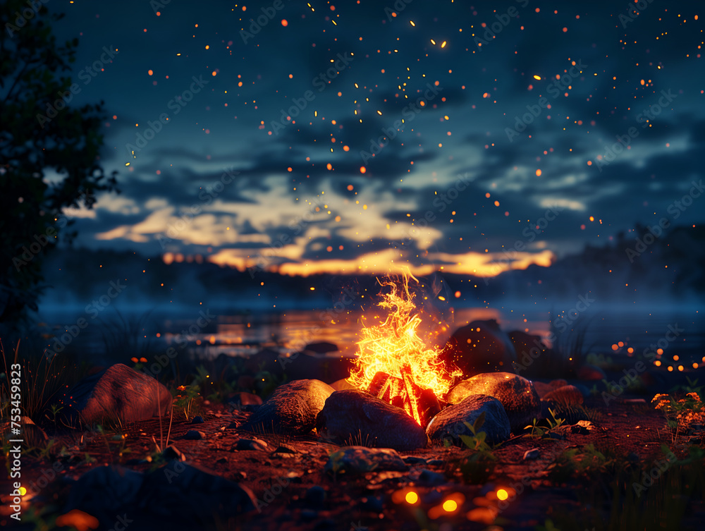 campfire in the forest, fire in the forest campfire in the forest, fire in the forest