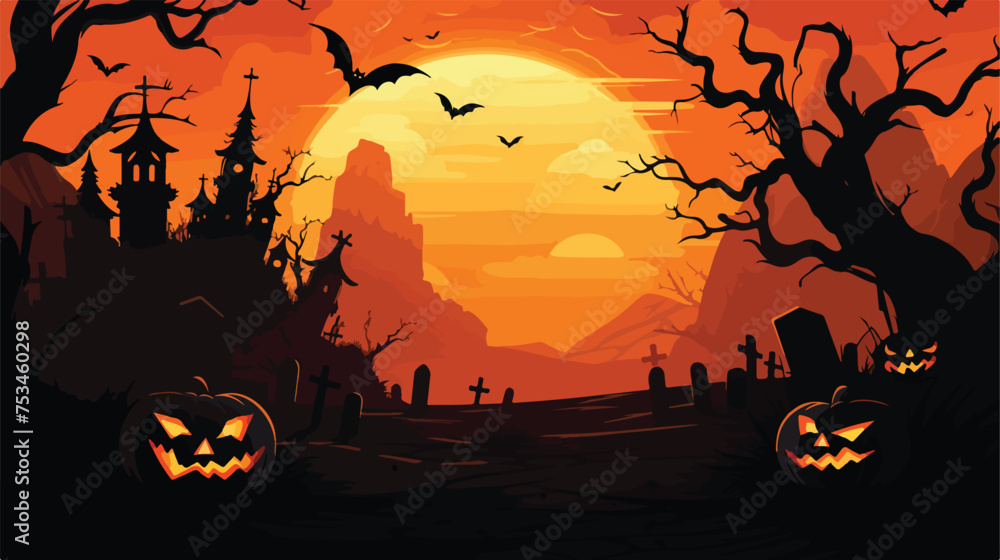 halloween background on color orange background ..