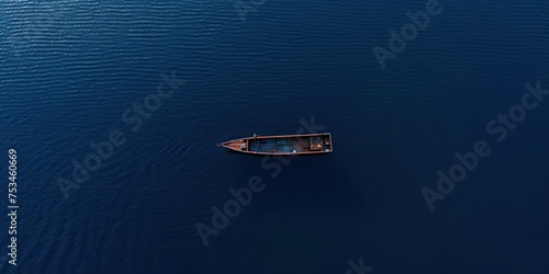 Captured from above, a luxurious yacht rests peacefully in the tranquil bay of a tropical paradise, surrounded by the crystal-clear waters of the turquoise sea