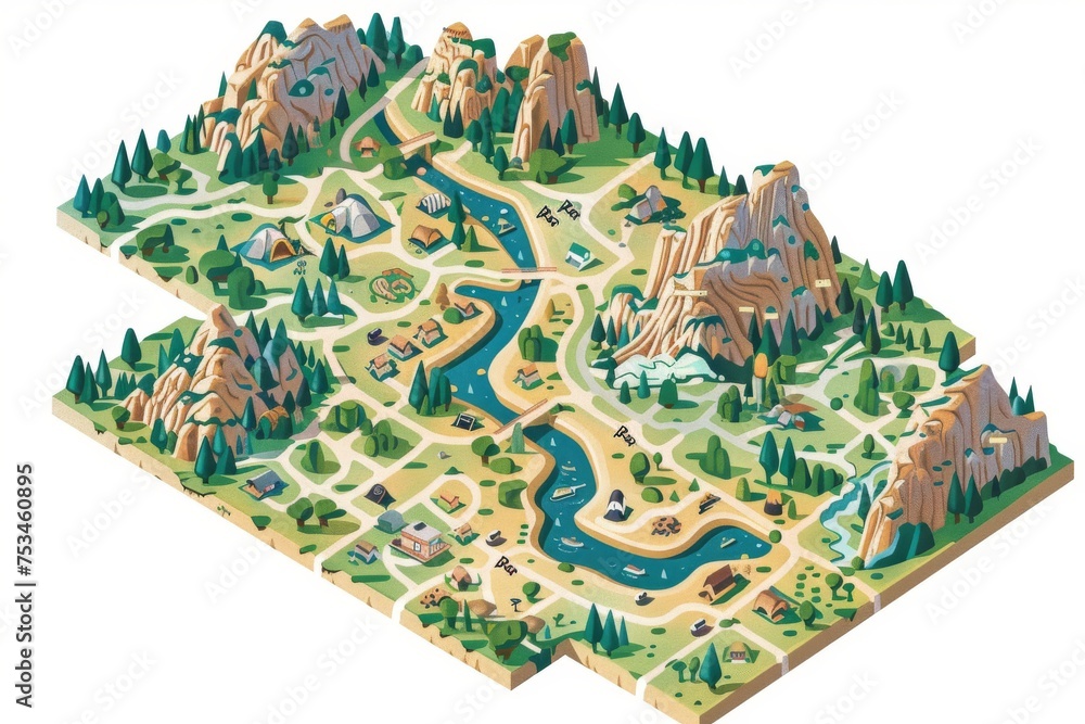 Obraz premium delightful visual narrative of an outdoor adventure waiting to unfold in a picturesque mountainous landscape