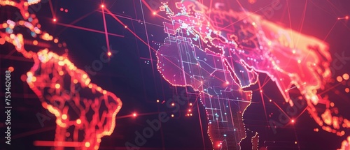 A bright futuristic dashboard showcasing a global financial network with nodes and connections symbolizing markets around the world photo