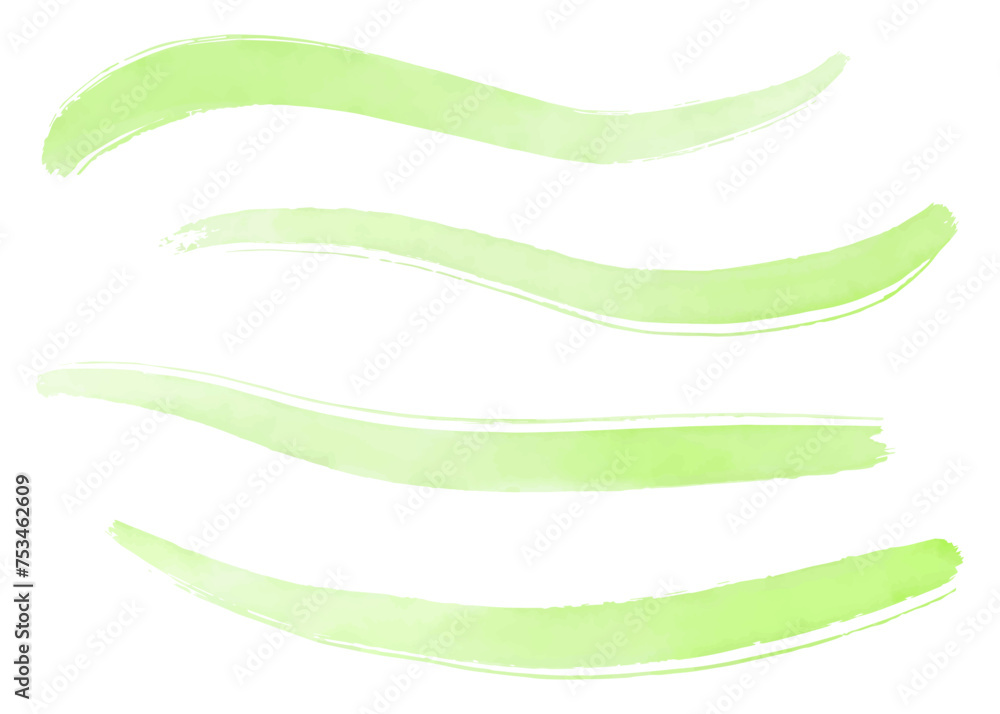 Obraz premium 水彩の筆書き素材セット、和風の装飾素材