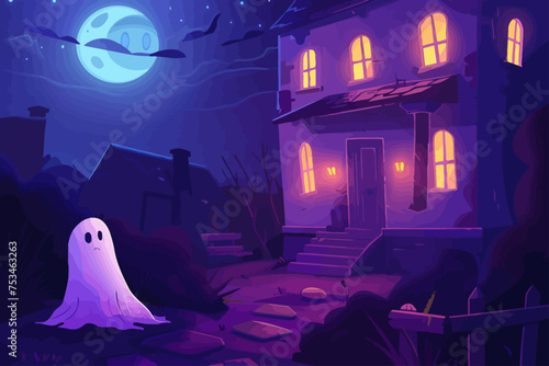 Ghost In Scary House Illustration