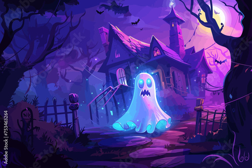 Ghost In Scary House Illustration