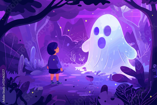 Glowing White Ghost Haunted Kid At Night