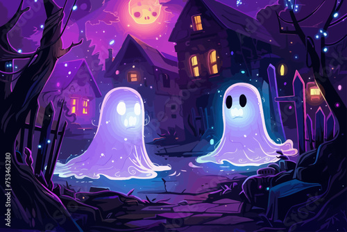 Ghost In Scary House Illustration