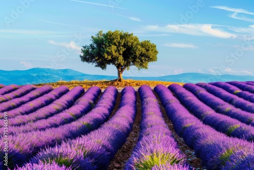 a beautiful lavender field landscape. Generative ai