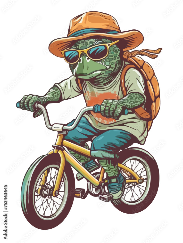 Turtle Kid Riding Bicycle