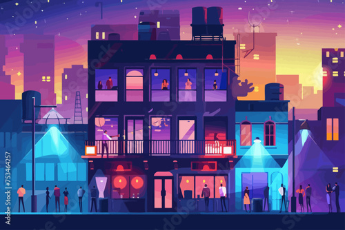 Nighclub Building For Party Illustration