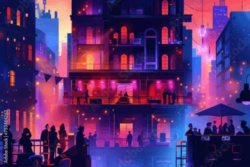 Nighclub Building For Party Illustration