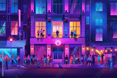 Nighclub Building For Party Illustration