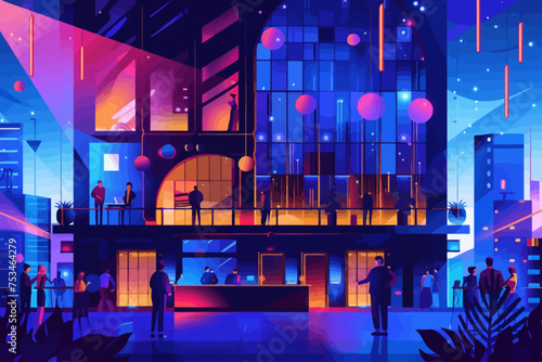 Nighclub Building For Party Illustration