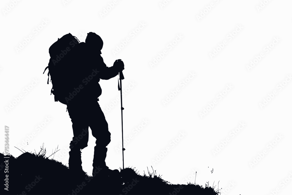 Hiker Person Silhouette Vector Hiker Person Silhouette Vector