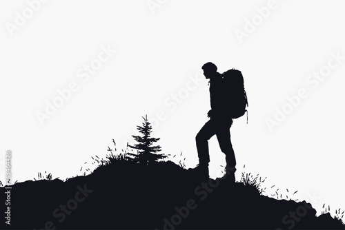 Hiker Person Silhouette Vector