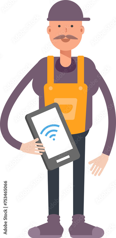 Service Man Character Holding Smartphone
Service Man Character Holding Smartphone
