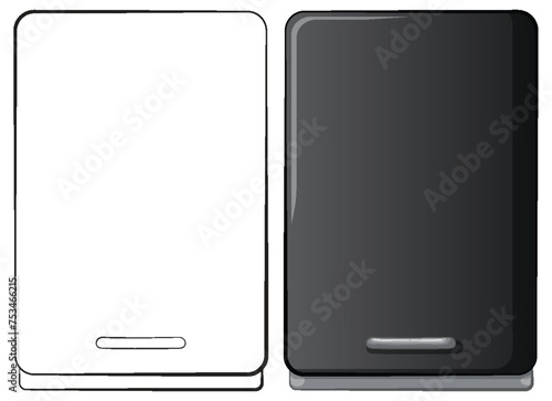 Two smartphones, one blank screen, one black screen