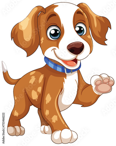 Vector illustration of a happy, playful puppy