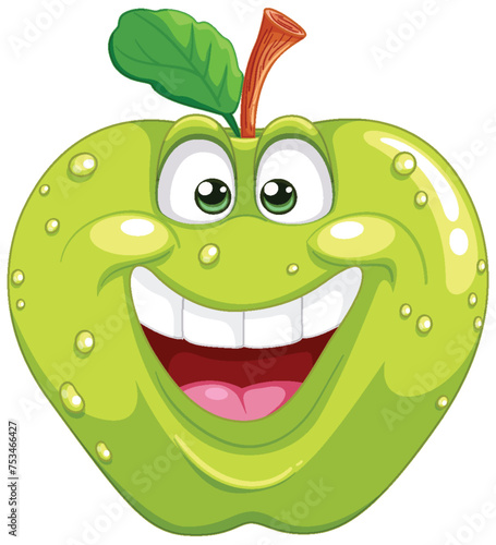 Cheerful animated apple with a big smile